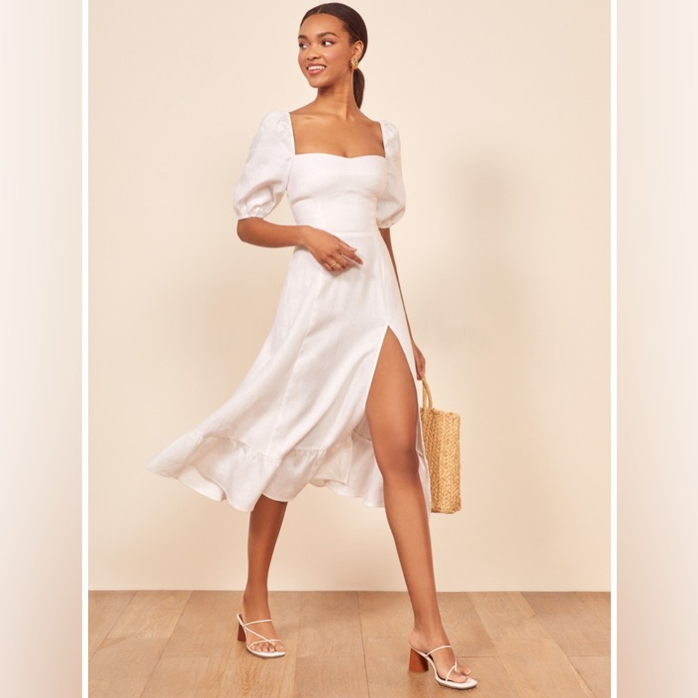 Reformation Belgium Linen Dress - White